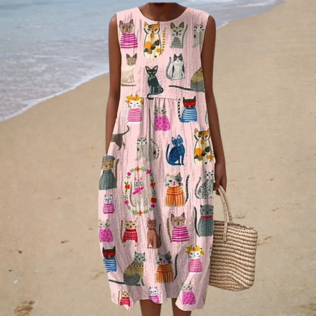 Chloé™ | Cat Print Midi Dress