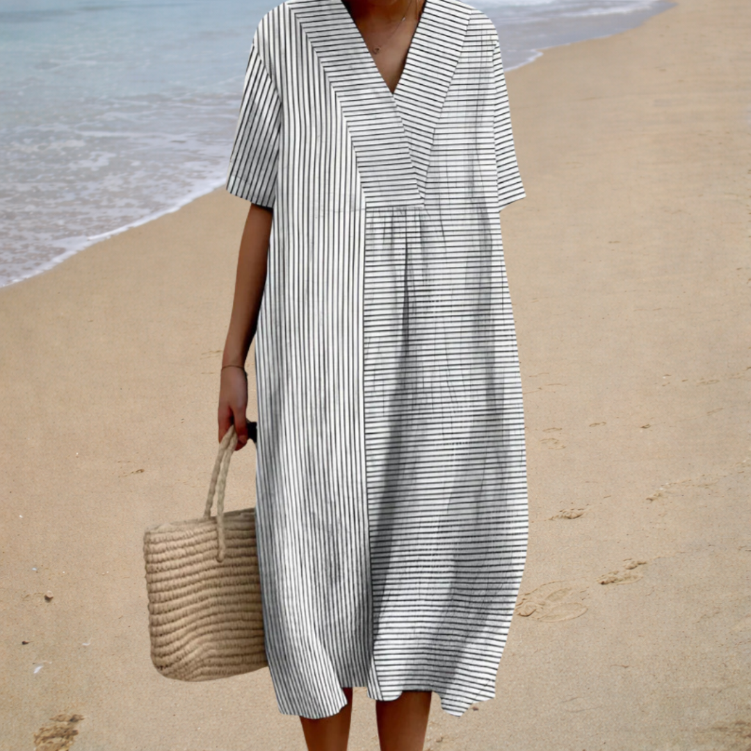 Delphine™ | Striped Midi Dress